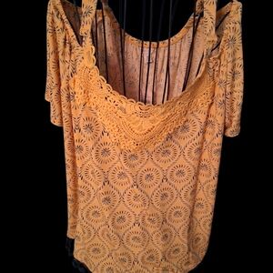Cato Mustard Lace Detail Blouse